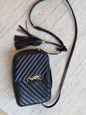 Saint Laurent Lou Camera Bag Black Quilted Leather Tassel Crossbody